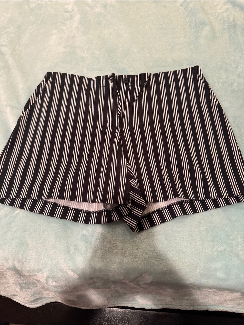 White House Black Market Black and White Vertical Stripe High-Waist Shorts